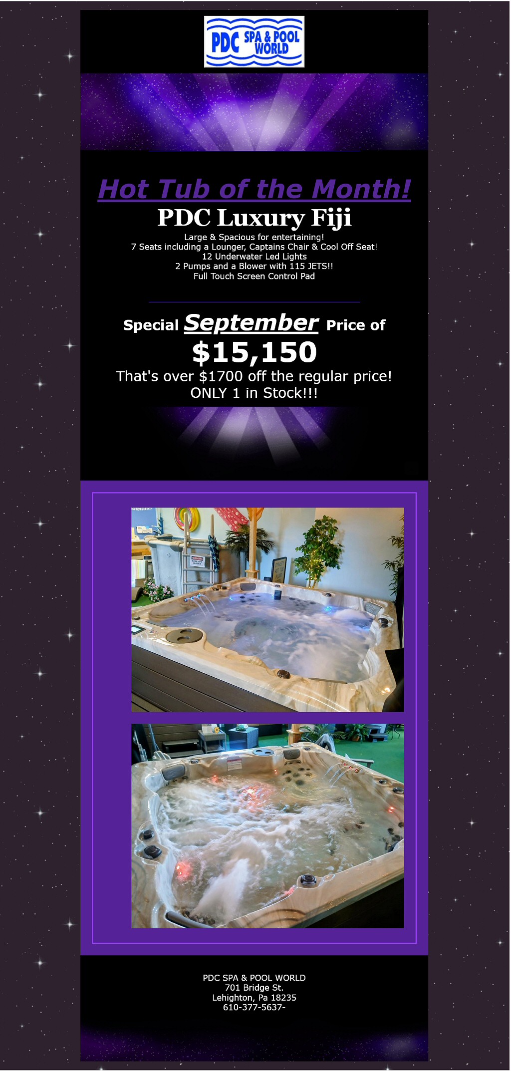 Hot Tub Sale of the Month as PDC Spa Pool World Lehighton PA