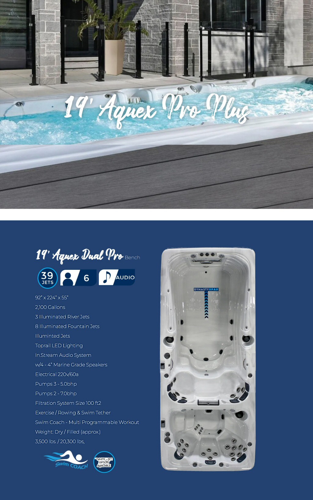 Dynasty Swim Spas - 19' Aquex Pro Plus,Swim Spas Hot Tubs Lehigh Valley ...