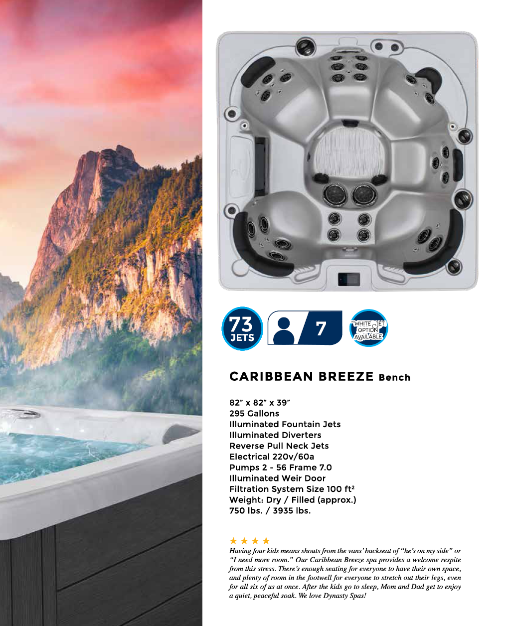 Dynasty Spas Hot Tubs - Oasis Collection - Caribbean Breeze Features