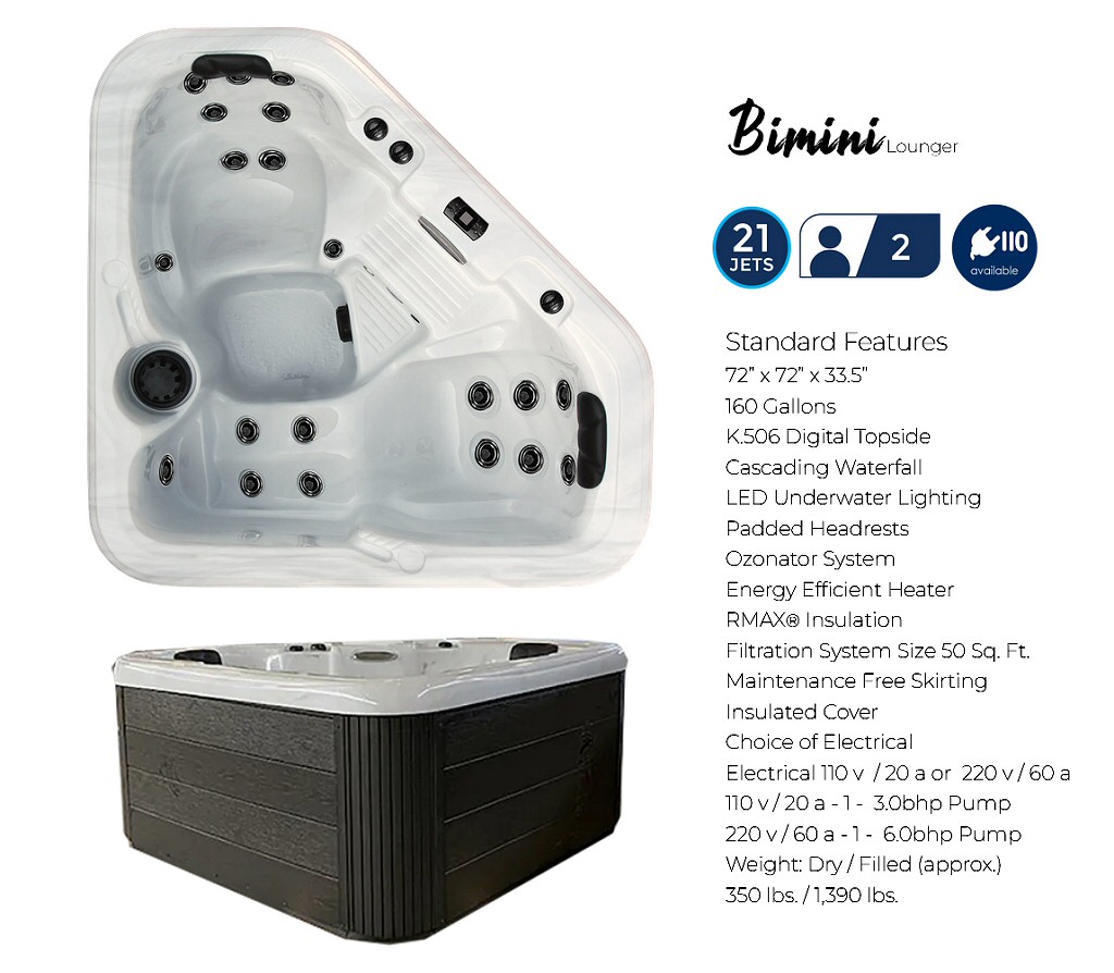Dynasty Spas Hot Tubs - Vacation Collection - Bimini Hot Tub Specifications