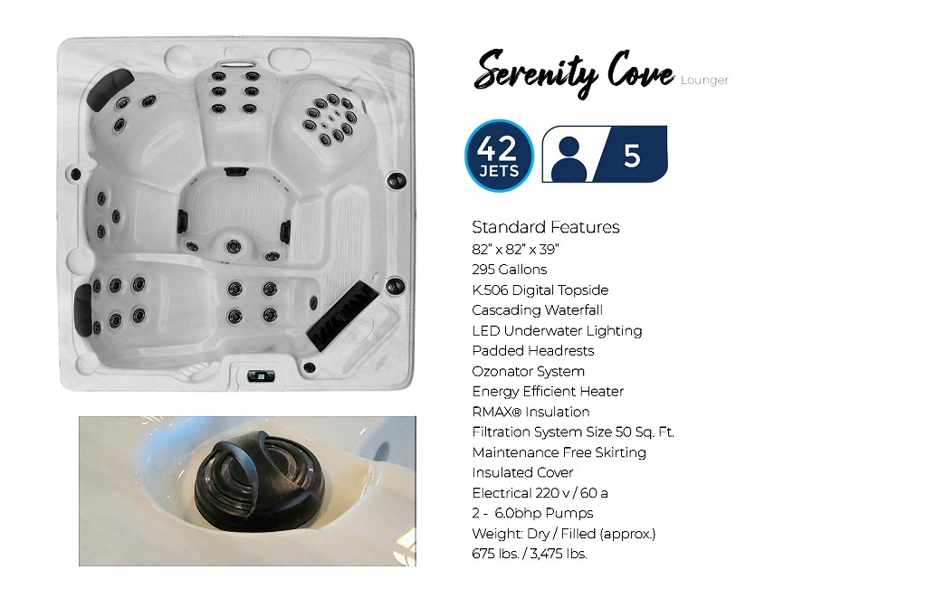 Dynasty Spas Hot Tubs - Vacation Collection - Serenity Cove Hot Tub Specs