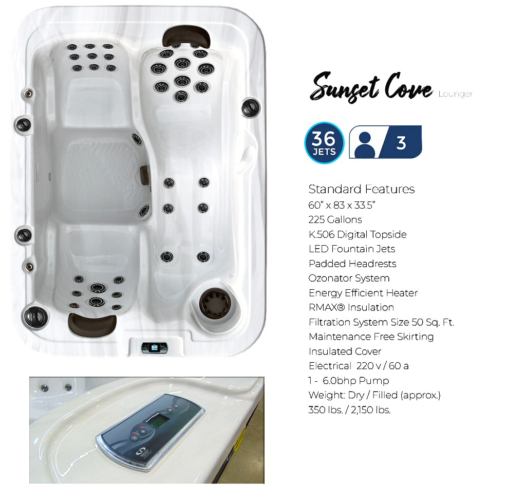 Dynasty Spas Hot Tubs - Vacation Collection - Sunset Cove Hot Tub Specifications