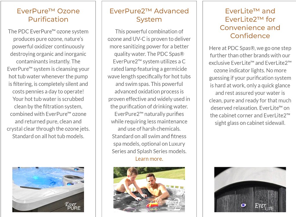 PDC Hot Tub Ozone Features Water Filtration Ozone Indicator Lights